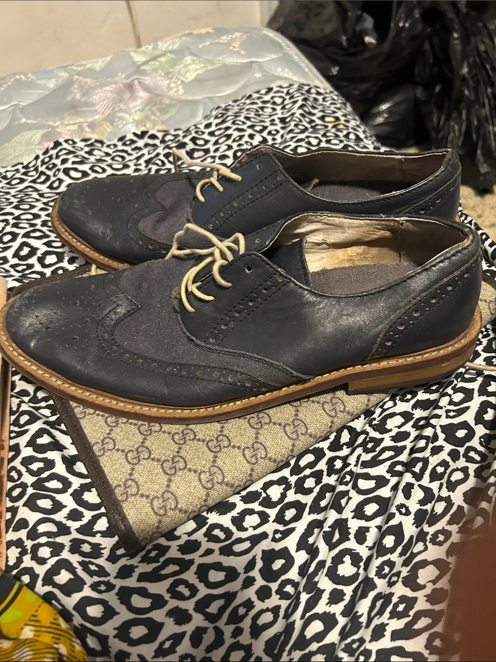 Original Penguin Navy and Tan Wingtip Oxfords